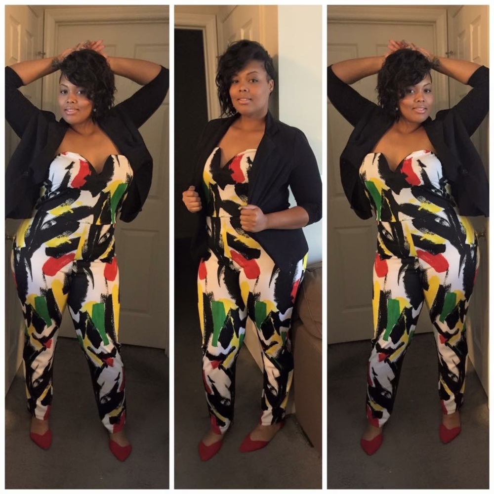 Paint Streak Strapless Jumpsuit